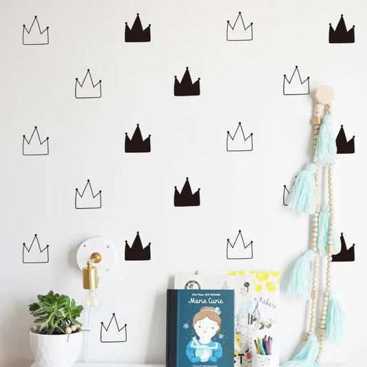 couronne noir et blanc princesse stickers - kidyhome