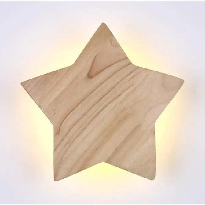 Lampe applique étoile en bois LED - kidyhome