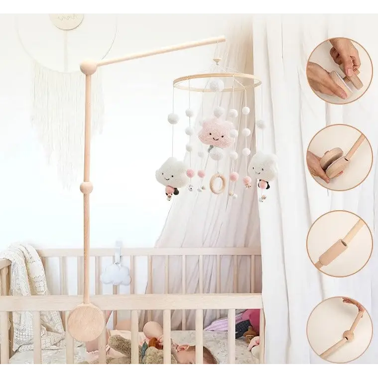 Wooden musical baby mobile