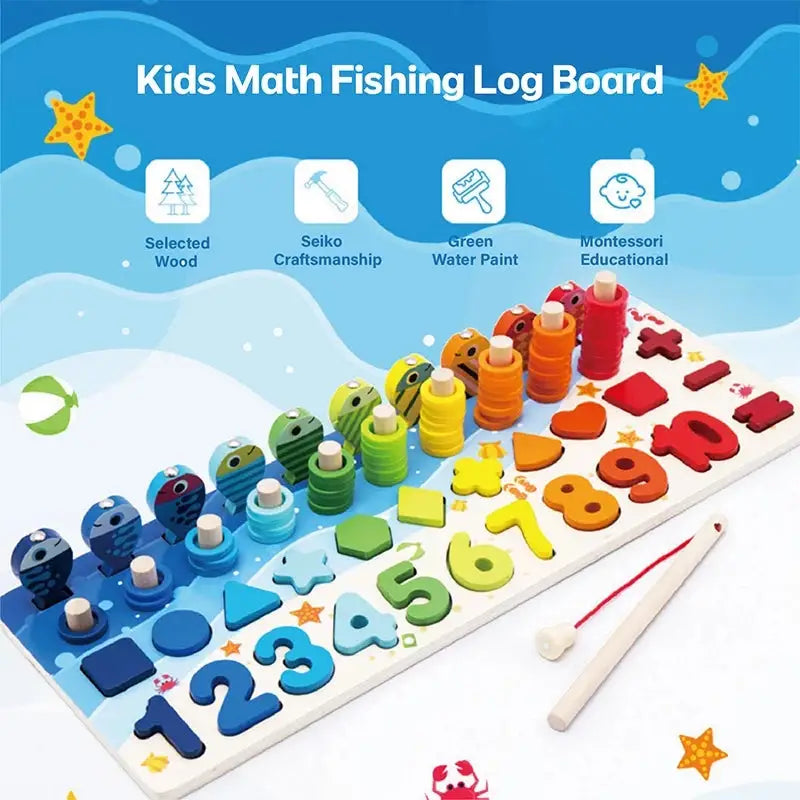 Montessori jeu en bois de pêche magnétique - kidyhome