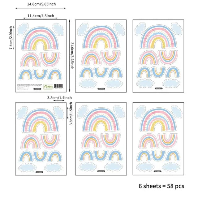 stickers arcs en ciel multicolores - kidyhome