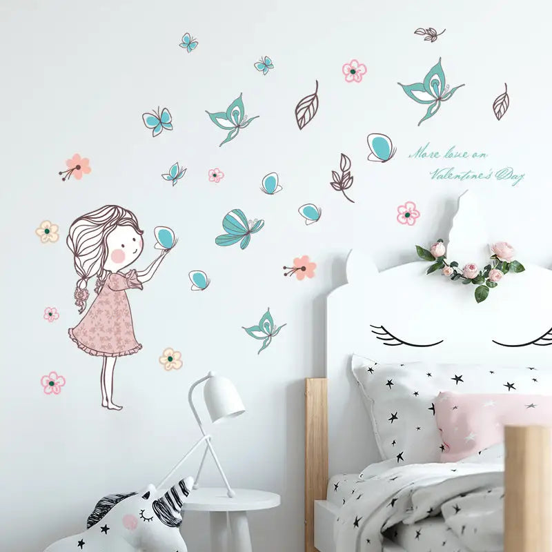 stickers fille et papillons - kidyhome