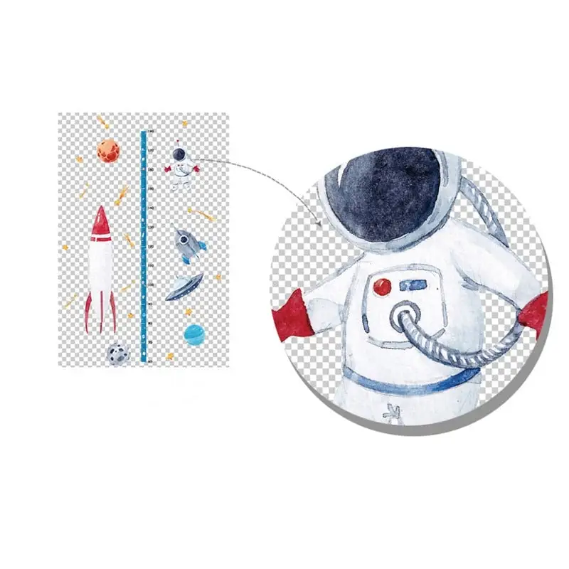 Stickers toise astronaute fusée planète - kidyhome