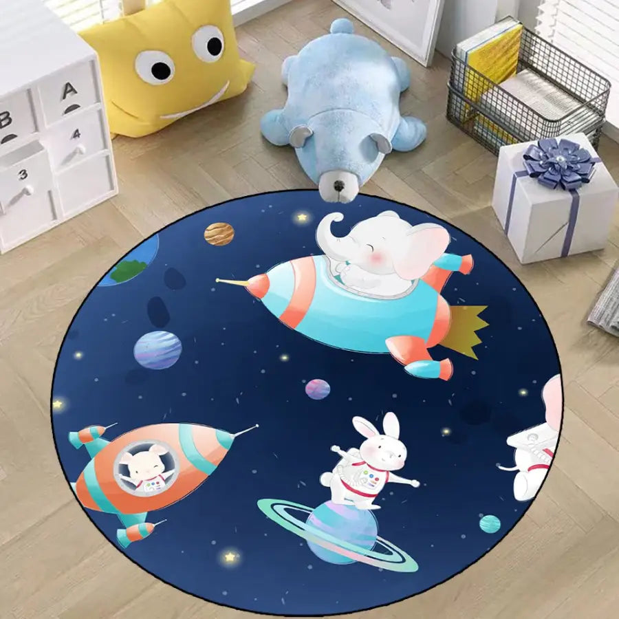 tapis rond sur le thème de l'espace - kidyhome