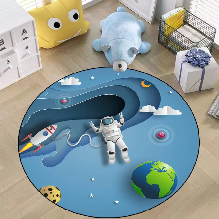 tapis rond sur le thème de l'espace - kidyhome