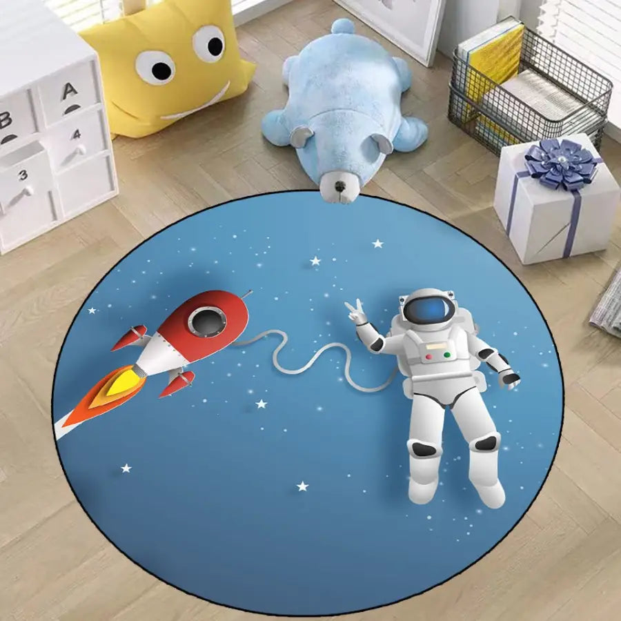 tapis rond sur le thème de l'espace - kidyhome