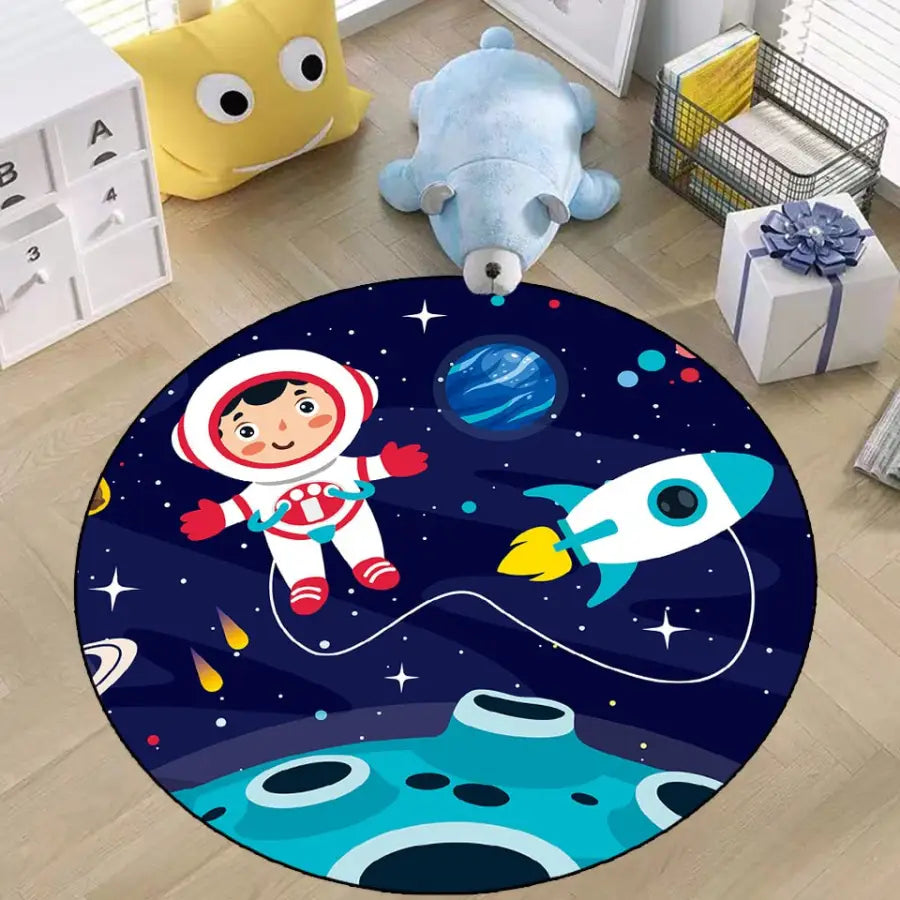 tapis rond sur le thème de l'espace - kidyhome