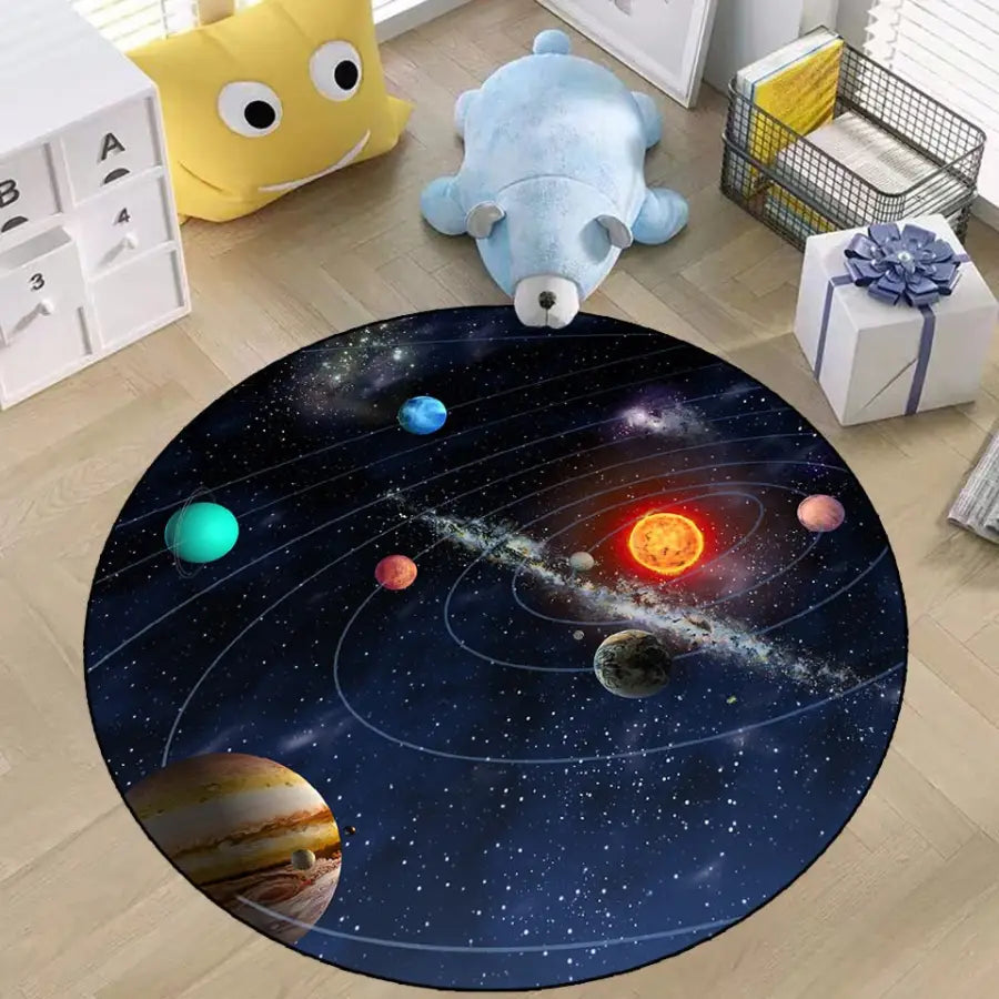 tapis rond sur le thème de l'espace - kidyhome