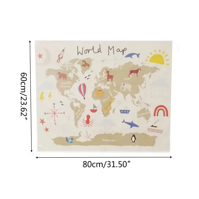 tenture murale textile aventurier carte du monde - kidyhome